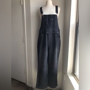Universal Thread Wide Leg Overalls Charcoal Denim Pockets Women sz 12 Jumpsuit